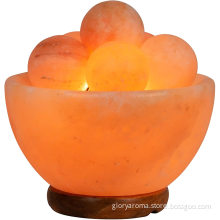 Natural Himalayan Salt Ball Bowl Lamp Authentic Crystal Stone , Premium Quality Wood Base with Dimmer Switch oils diffuser